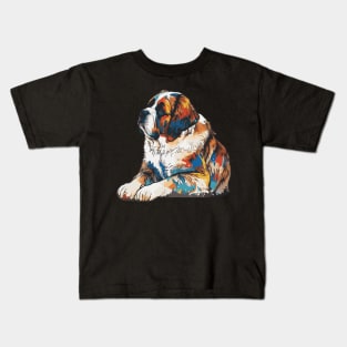 Saint Bernard Dog Art Kids T-Shirt